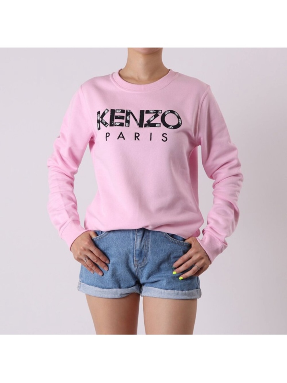 Kenzo Pink Logo Sweatshirt Crewneck Fleece Embroidered